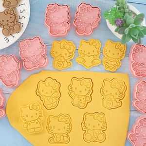Molde para galletas de Hello Kitty, 6 piezas, tipo prensa 3D, forma de dibujos animados para decoración de pasteles y fondant - Product Image 1