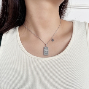 Collar de Cadena con Colgante Doble de Acero Inoxidable Plateado y Dorado con Cartas del Tarot y 12 <span class=keywords><strong>Signos</strong></span> del Zodiaco Chino, Joyería para Hombres y Mujeres - Product Image 3