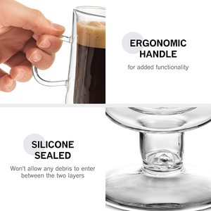 Tasses à café isolées modernes de 200ml à <span class=keywords><strong>double</strong></span> <span class=keywords><strong>paroi</strong></span> Latte <span class=keywords><strong>Espresso</strong></span> Cappuccino Irish Glasses Handle for Water Beer Great Gift - Product Image 5