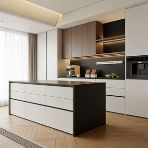 Meuble de rangement pour couverts sur mesure avec grand tiroir, <span class=keywords><strong>four</strong></span> vapeur intégré et armoire électrique, couleur contrastante - Product Image 5