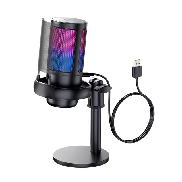 Gaming Microphone for PC USB Mic for Podcasts Videos & Streaming Condenser Mic with Quick Mute & Pop Filter-RGB Microphone Gift