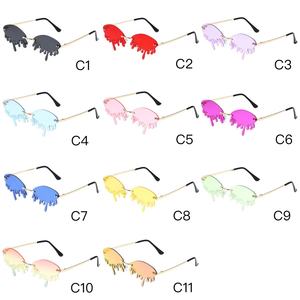 Lunettes de soleil de créateur pour femmes 11 couleurs New Devil's Tears Rimless Drips Party Lunettes de soleil avec montures PC rouges et grises - Product Image 1