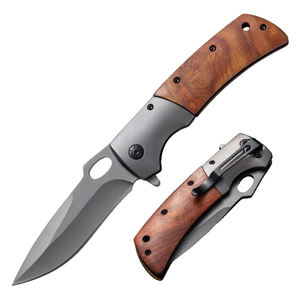 <span class=keywords><strong>Navaja</strong></span> de Bolsillo de Madera al por Mayor, <span class=keywords><strong>Navaja</strong></span> Plegable de Acero Inoxidable con Hoja Afilada, Cuchillos de Caza Grises para Hombre - Product Image 1