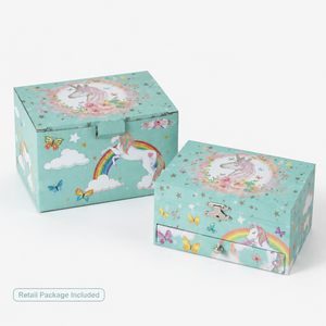 Unicorn/Ballerina Print Musical Jewelry Box with Drawer Mirror and Spinning Figurine Jewelry Storage Box for <b>Rings</b> necklace - Product Image 2