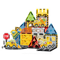 Blocs de construction 3D STEM, tuiles magnétiques de 7,5 cm pour enfants, cadeau, ensemble de blocs de construction de routes 3D, scènes de circulation urbaine, jouets en briques magnétiques