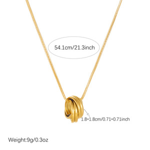 Geometric Round Pendant Necklace Stainless Steel Gold Plated Clavicle Chain For Women Daily Wear Gift - Product Image 4