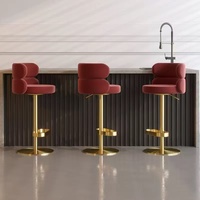 Tabouret pivotant réglable en hauteur Yeehon Gold Lift, siège en flanelle, design moderne luxueux, structure en acier inoxydable, accoudoirs fixes, pour bar à domicile