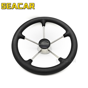 Volante Seacar de 13.5 Pulgadas, Acero Inoxidable, Espuma de PU Negra, 5 Radios, para Uso Marino en Embarcaciones - Product Image 4