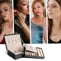 LG7236 Boîte à bijoux en cuir PU faite à la main avec tiroir, nouveau design, vente chaude, coffret de rangement pour bijoux, cadeau de voyage pour fille
