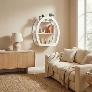 <b>Wall</b> Mounted <b>Round</b> Storage <b>Shelf</b> 2 Tier Durable Indoor Living Room Display Rack For Books Toys Electronics - Product Image 4