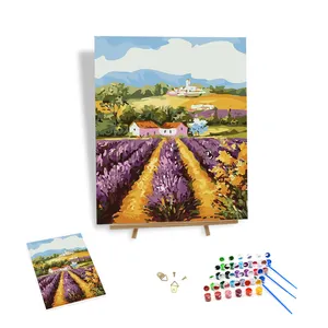 Pittura artistica popolare con i numeri per adulti fiori campo di lavanda pittura paesaggistica con kit di numeri
