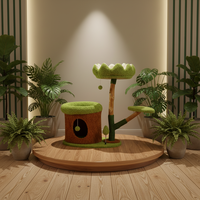 Arbre à chat classique tout-en-un en bois massif, écologique et peu encombrant, avec griffoir en sisal et lit pour chat en bois naturel, en carton