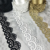 En gros De Luxe 38mm Or Dentelle Bordure Soluble Dans L'eau Broderie Vague Dentelle Ruban Tissu pour Robe De Mariée Vêtements Décoration XY26