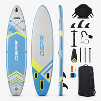 Planche de paddle gonflable portable OEM 320 cm tout usage en PVC double couche pour adultes avec trois ailerons pour les excursions sur eau calme