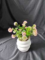 Tanaman Buatan Clover Bonsai Pink Baru 2026 dengan Pot Putih - Tanaman Gantung Dinding Gaya Nordik untuk Dekorasi Rumah