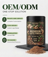 Poudre de café aux champignons instantanée à base de plantes naturelles pour la concentration matinale, marque privée, MOQ flexible, expédition rapide, vente en gros, pour adultes