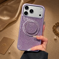 Étui de téléphone Sparkle en cuir PU féminin, antichoc, avec support magnétique rétractable pour iPhone