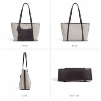 Sac fourre-tout en toile et cuir pour femme, grande capacité, sac à bandoulière vintage, sac de shopping, sacoche pour ordinateur portable, vente en gros, usine OEM