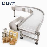 Convoyeur à chaîne à mailles modulaire LWT pour la production de lait concentré en conserve, de chips en sachet, de pretzels en boîte et de soupes en barquette