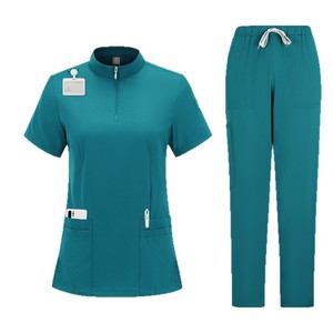 Women Scrub Set Moisture Wicking Split Uniform Hospital Workwear Teal Blue Navy Black Sizes S XXL - Product Image 5