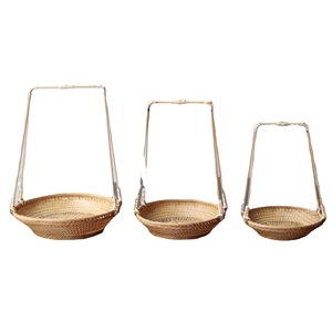 July 7th Woven Rattan Basket Round 1-3L Handmade Rustic Food Container Household Fruit Vegetable Storage - Product Image 5