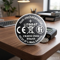Batería de Botón de Litio Litobat 3V CR2016/CR2025/CR2430 para Control Remoto, Juguetes, Llaves de Coche, Placa Base de Ordenador, Reloj