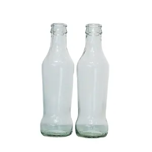 Botella de vidrio transparente para cola/Cóctel Rio Botella de agua de soda de vidrio de 200ml con tapa de corona