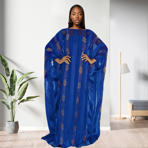African Kaftan Style Solid Color Beaded Loose Long Gown Dress Two Piece Set Women - Product Image 2