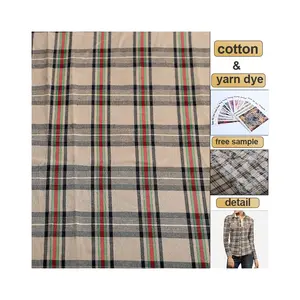 100% Cotton Yarn-dyed Fabric Plaid Shirt Fabric 160GSM Printed Fabric