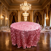 Nappe rose 3D à pétales, couverture de table romantique à feuilles pour mariage, fête et événement