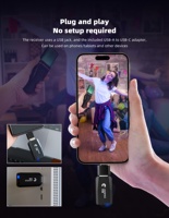 Microphone à condensateur sans fil rechargeable RGB 2.4G OEM d'usine, réduction de bruit, 48KHz/16bit, pour utilisation sur ordinateur, TikTok, YouTube