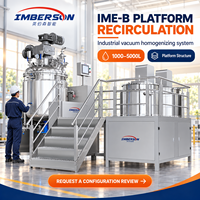 Système d'homogénéisation sous vide industriel IME-B 1000-5000L avec plateforme de recirculation et mélangeur émulsifiant pour usine cosmétique