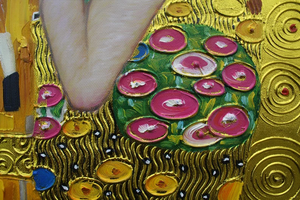 Gustav Klimt riproduzione "il bacio" dipinto a mano olio foglia d'oro su tela pittura murale - Product Image 5