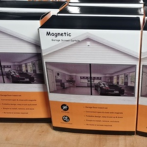 Rideau de porte de <span class=keywords><strong>garage</strong></span> moderne en fibre de verre magnétique noir, maille, 16,3 x 7,15 pieds, 2 voitures, ignifuge et lavable - Product Image 6