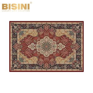 Tapis à motif persan en pure laine <span class=keywords><strong>de</strong></span> style européen Délicat Villa <span class=keywords><strong>de</strong></span> Nouvelle-Zélande <span class=keywords><strong>Soie</strong></span> tissée noire et rouge pour la prière dans le salon - Product Image 3