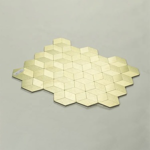 <span class=keywords><strong>Cube</strong></span> Vàng Hình Lục Giác Đèn Lồng Lá Xương Cá Hình Thoi Hình Dạng Kính Đá Nhôm Đồng Thép Không Gỉ Khảm Kim Loại Gạch cho Tường - Product Image 3