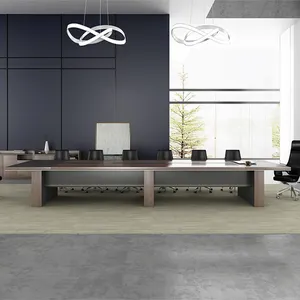 Meja dan kursi konferensi furnitur kantor, meja rapat Modern besar kayu mewah