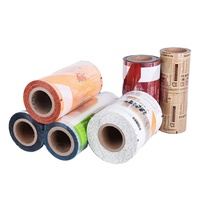 Film d'emballage alimentaire laminé en plastique personnalisé, résistant à l'humidité, en rouleau, avec logo sur mesure, pour huile d'olive et gelée, en feuille d'aluminium