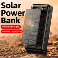 Banco de Energía Solar de 20000 mAh con Cable para iPhone, Bancos de Energía Portátiles con Pantalla LED, Banco de Energía con Cable Tipo C para iPhone y Android