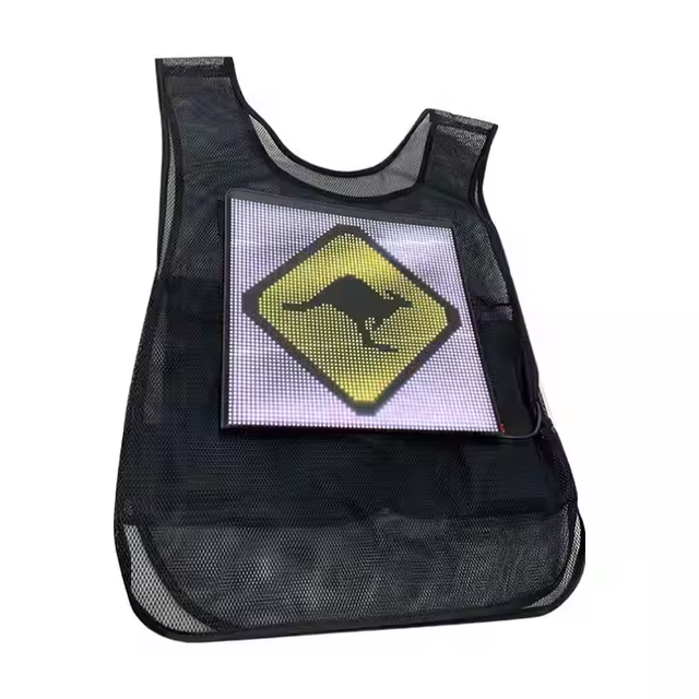 Wireless Cycling Vest with LED Display Safety Luminous Light Reflective Warning Vest for Bicycle Riding