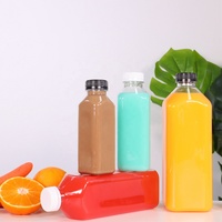 Bouteilles de jus et de lait avec bouchons inviolables, vides, en plastique transparent, impression d'écran, PET, qualité alimentaire, sans BPA, 16 oz avec noir