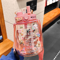 Bouteille d'eau portable pour le sport avec sangle, pour l'école et le camping, isolation thermique, vente en gros, mignonne, pour enfants, grande capacité 1300 ml