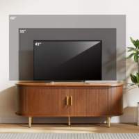 Meuble TV moderne en bois de luxe de 55 pouces avec étagères réglables, armoire de rangement, prise de courant, design multifonctionnel pour salon