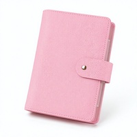 Organiseur compact personnalisé A6 en cuir PU avec fermeture à pression, classeur à 6 anneaux rechargeable, emplacements pour cartes, carnet de notes