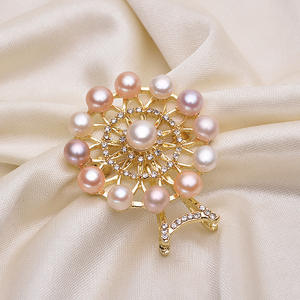 Broche en perles d'eau douce naturelles dynamiques, design moulin à vent et grande roue, fleur de poitrine, paire avec motif numérique - Product Image 2