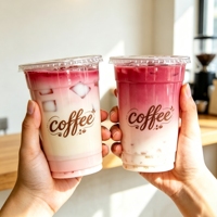 Gobelets en PET écologiques et recyclables avec couvercles pour smoothies, jus, bubble tea, boissons froides, café, restaurant, emballage à emporter