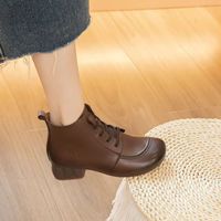 Zapatos Ligeros Otoño/Invierno 2025, Pantuflas para Mujer, Botas, Zapatos para Caminar, Zapatos de Cuero con Tacón
