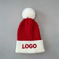 Gorro de Navidad con Logotipo Personalizado Bordado y Pequeño Pompón