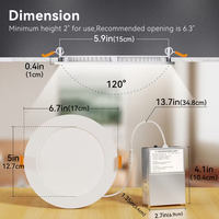 Plafonnier LED encastré ultra-plat rond 9W 12W, 6 pouces, 5CCT, dimmable, forme ronde, panneaux LED SMD, certifié ETL
