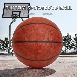 Balón de Baloncesto Personalizado de Cuero Compuesto con Diseño de Bob Esponja, Amarillo, con Cámara de Butilo Resistente, Talla 7, Precio de Mayoreo de Fábrica - Product Image 2
